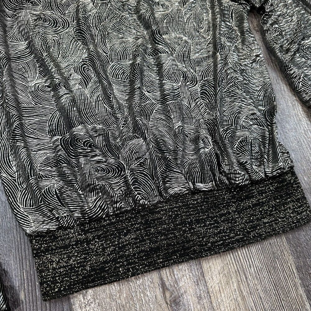 VTG Judy Bond Petites‎ Blouse Womens 6 Long Sleeve Metallic Abstract Swirl USA - Picture 2 of 16